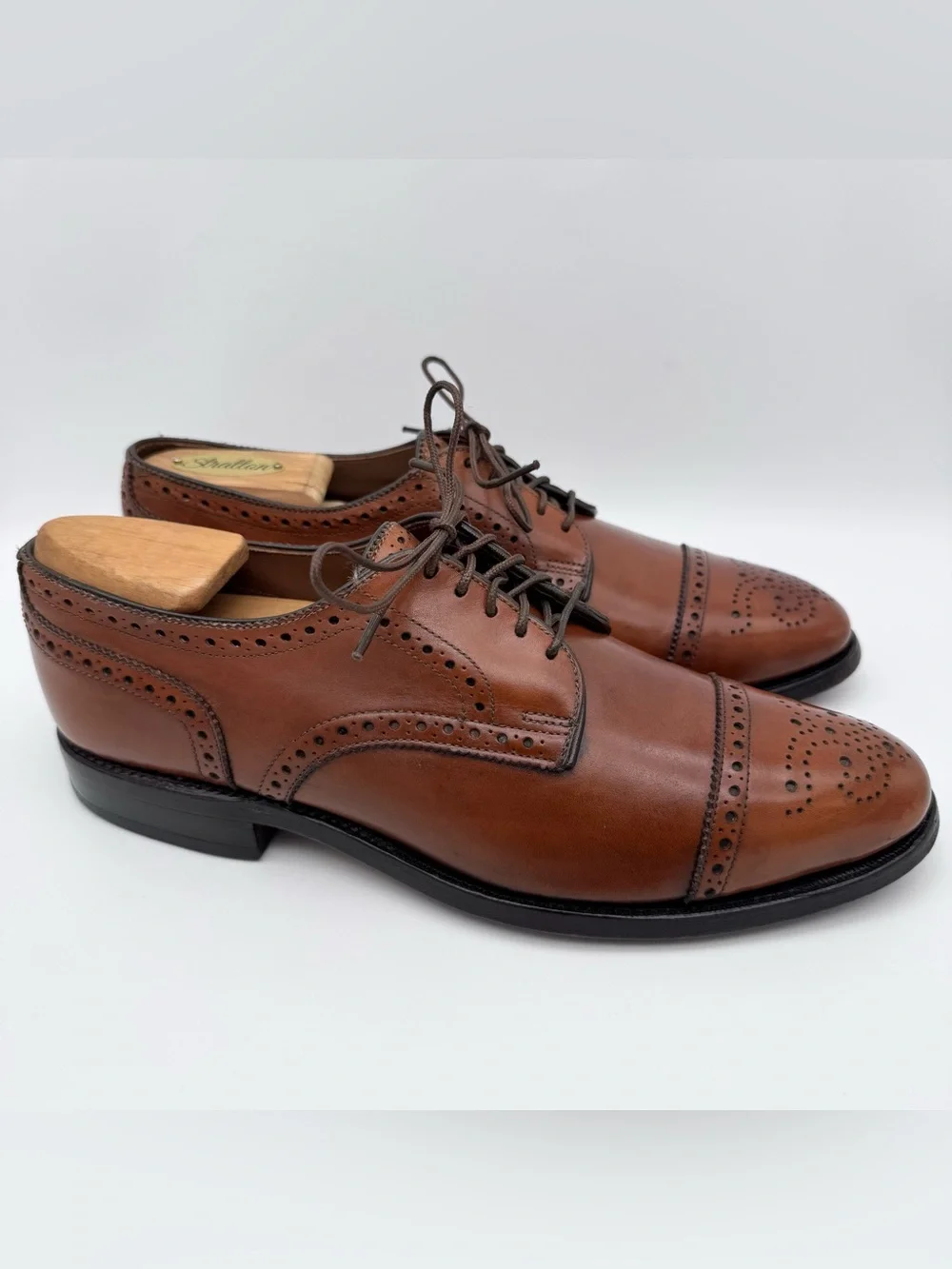 Allen Edmonds Sanford Men's 7.5 C Brown Leather Cap Toe Oxford Dress Shoes